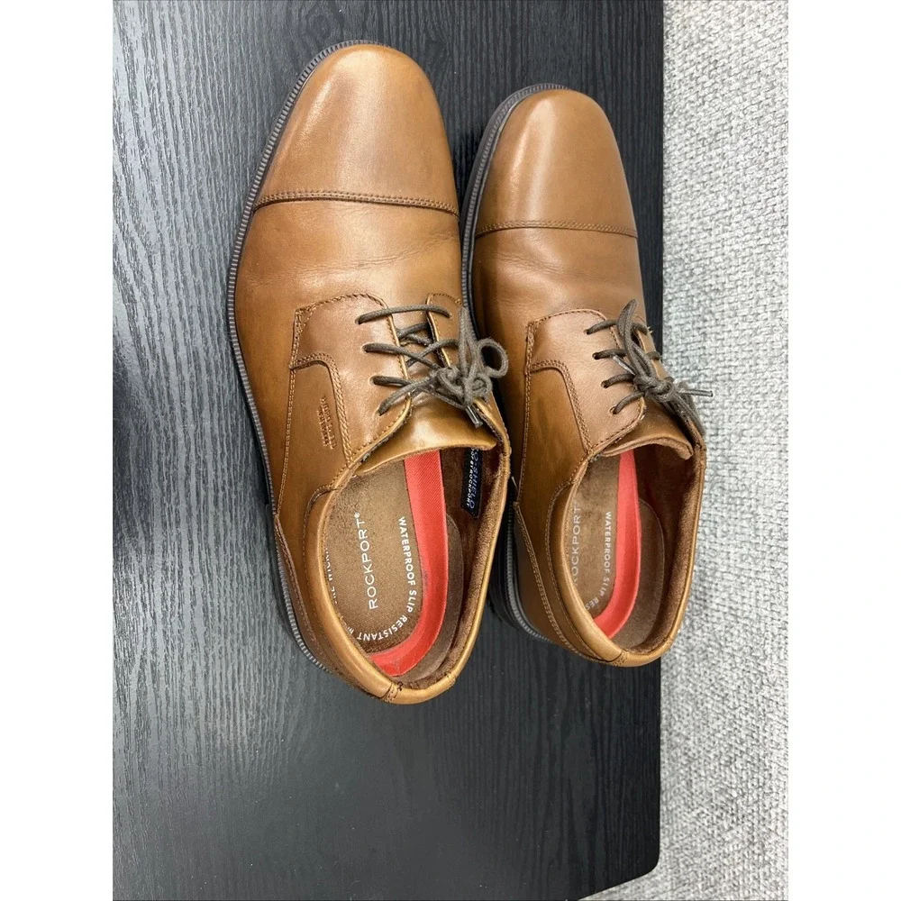 Rockport Men's Hydro Shield‎ Waterproof Cap Toe V814 79 Brown Shoes Size 10